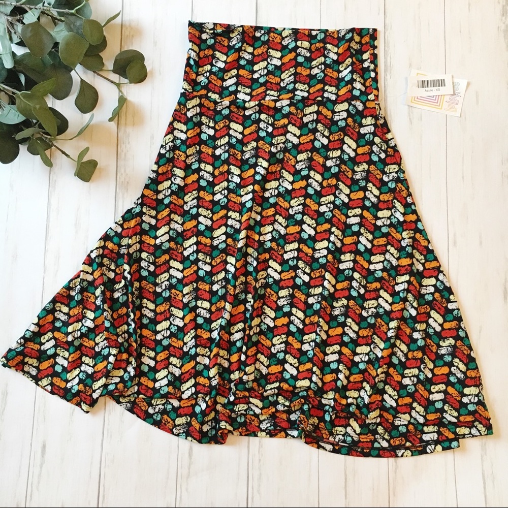 LuLaRoe Azure A-Line Skirt Multi Color Geometric